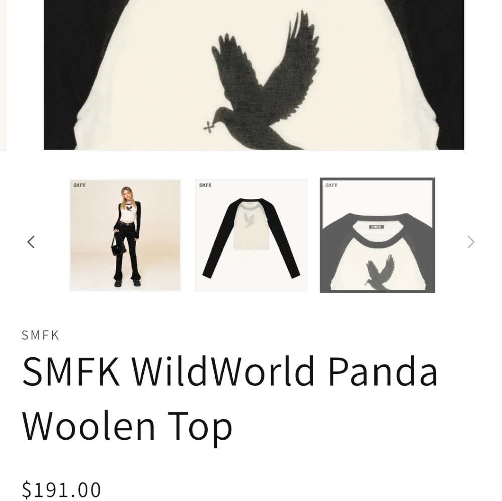 SMFK Couture H..lorenzo Wildworld Panda Wool Baseball Top Xs/S - Picture 3 of 10